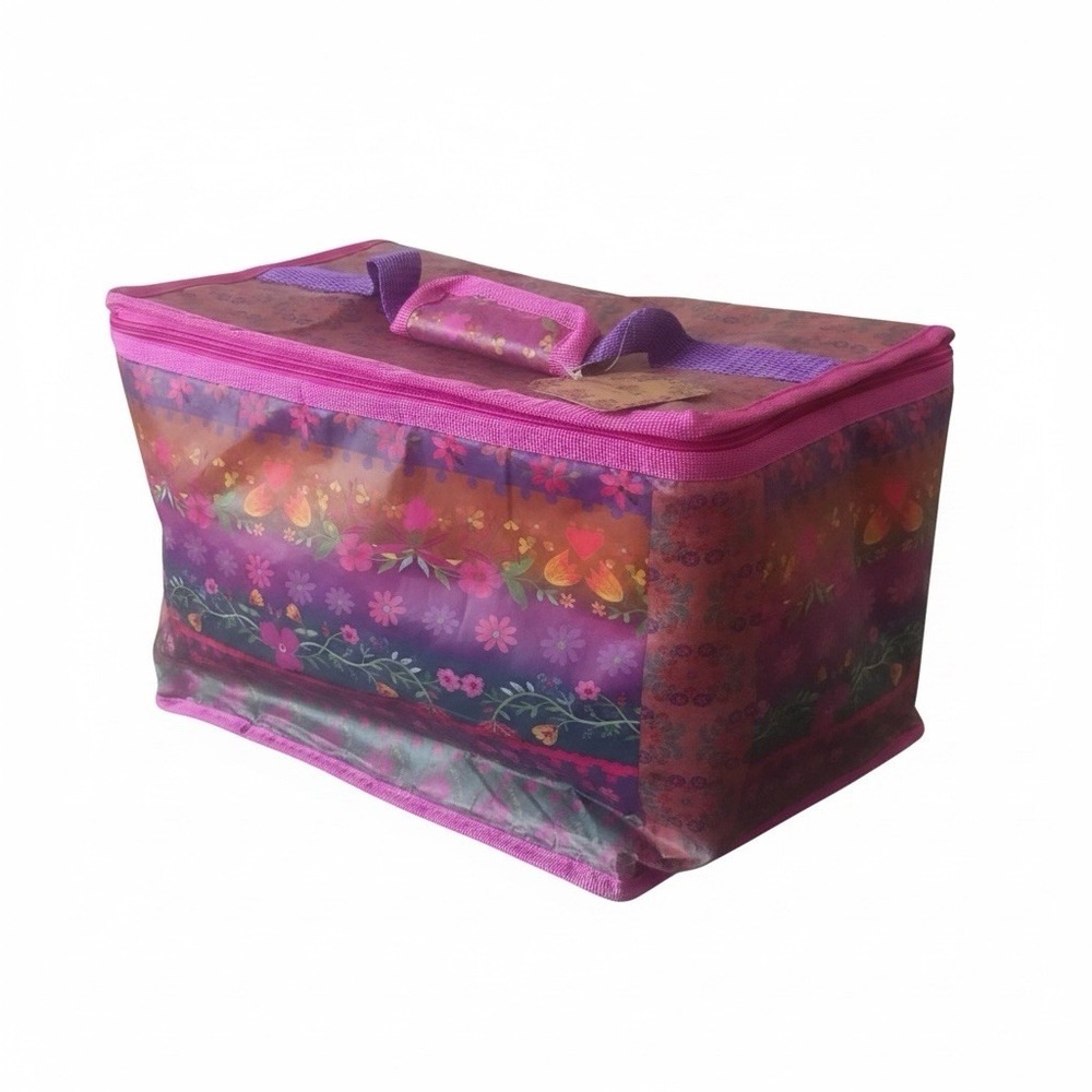 Natural Life Boho Pattern Reusable Plastic Tote New Recycle Materials Vibrant